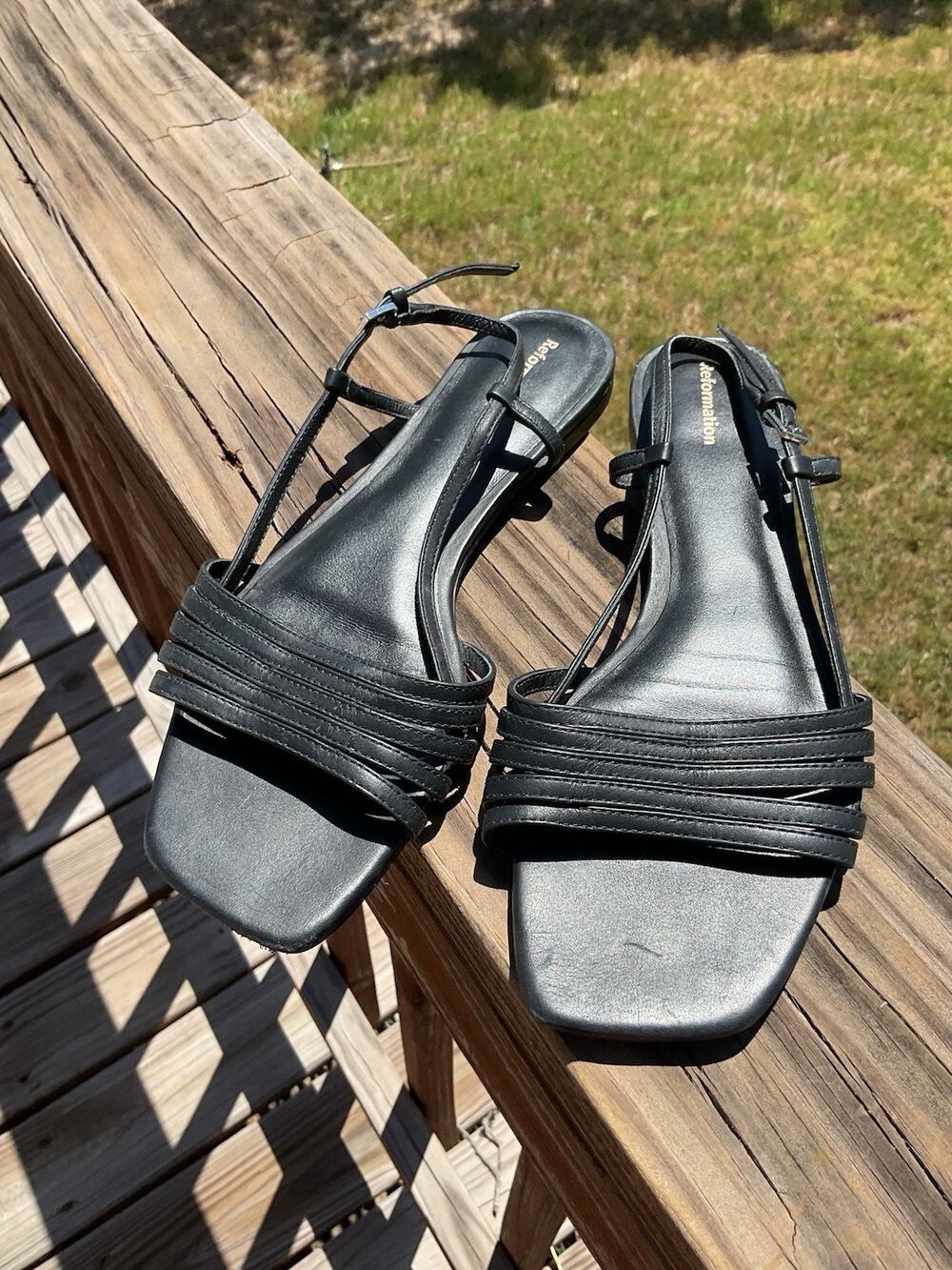 Reformation Millie Lattice Flat Sandals Size 7